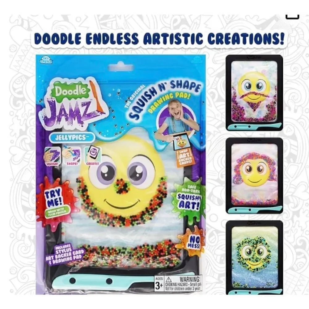 DoodleJamz JellyPics Sensory Drawing Pads Filled‎ w/Non-Toxic Squishy Beads& Gel